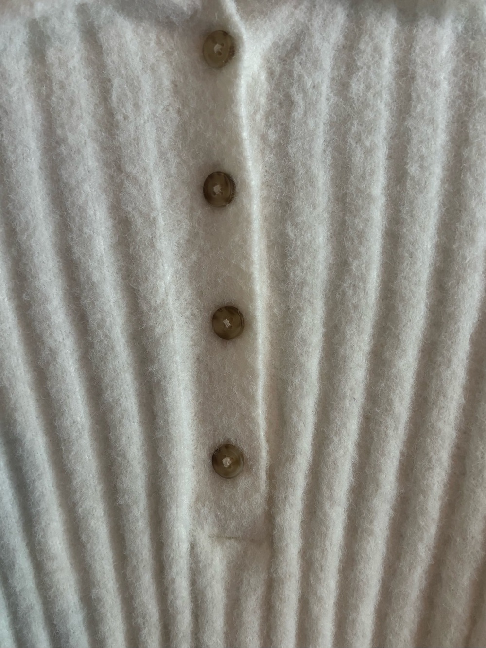 American Eagle White Ribbed Fuzzy Cropped Polo Sweater Long Sleeve Womens Small - Picture 6 of 9